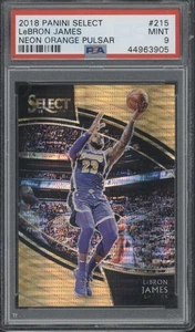 2018 Panini Select Neon Orange Pulsar #215 LeBron James 7/13 Mint PSA 9 - Picture 1 of 2