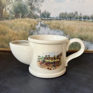 Vtg Wade Shaving Mug Scuttle Steam Coach By Gurney 1827, English Stoneware - Picture 1 of 14
