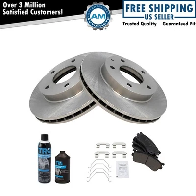 Front Ceramic Brake Pad & Rotor Kit w/Chemicals for Mazda Protege Protege5 - Image 1 of 4