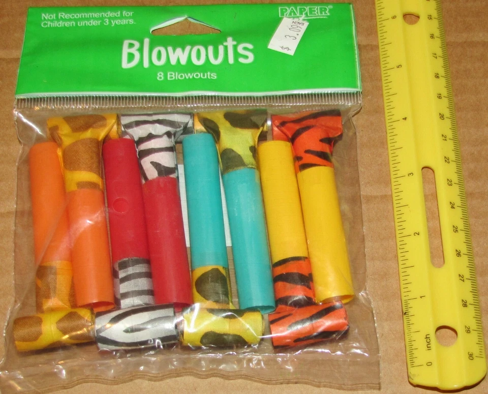 Wild Animal Blowouts #025948, 8/pk, Animal Print Blowouts, Animal Party Favor - Image 1 of 1