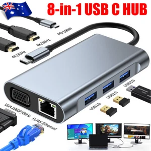 Laptop USB C Docking Station Triple Monitor USB 3.0 C Hub Adapter Dual 4K HDMI - Picture 1 of 19