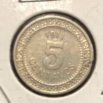Moneda de 5 centavos de níquel 1911 Mo México - fecha ancha - 20 mm - km #421 Foto 1 de 4