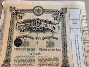 500 Lei 1912 Stadt Braila Rumänien Anleihe Aktienzertifikat unstorniert Gutscheine - Bild 1 von 3
