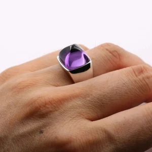 Amethyst Fancy Men's Ring 925 Sterling Silver Handmade Gemstone Jewelry - Picture 1 of 6