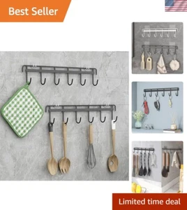 Rust-Resistant Kitchen Utensils Hook Rack - Drilling-Free 6 Hooks Organizer - Picture 1 of 9