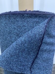 Blaugrün Fischgräten 100%Shetland Wolle Tweed Stoff Meterware