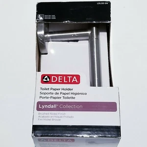 Soporte de papel higiénico de níquel cepillado de un solo poste Delta Lyndall Collection - Imagen 1 de 11