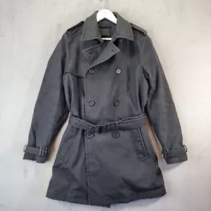 Prada Trench Coat Womens Size 48 Navy Belted Cotton Button Up Jacket - Picture 1 of 17