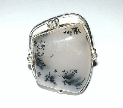 ANELLO DONNA ARGENTO MASSICCIO 925 CON AGATA DENDRITICA, REGALO ANELLO DI DESIGN - Immagine 1 di 4