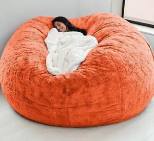 8ft Giant Fur Bean Bag Cover Soft Fluffy Fur Portable Living Room Sofa Bed.