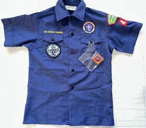 Boy Scouts Of America Shirt Boys Medium Blue Uniform Button Up - Picture 1 of 10