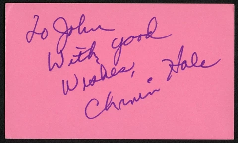 Chanin Hale d2020 signed auto Vintage 3x5 Hollywood Actress The Red Skelton Hour Cover