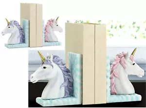 BOOKENDS UNICORNO MAGICO VIOLA E ROSA ** NUOVI CON SCATOLA - Foto 1 di 12