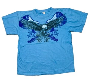 Vintage Y2K Eagle Guitar Rockstar T Shirt Youth Medium White Kids - Picture 1 of 5