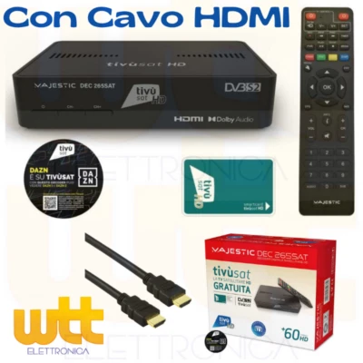 Decoder Ricevitore Satellitare Certificato Tivusat HD Con Scheda Tessera Tv Sat - Immagine 1 di 4
