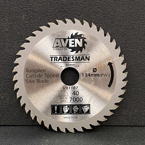 Aven Tradesman 184mm x 30mm 40T TCT Circular Saw Blade. Fine Cut for Wood - Picture 1 of 2