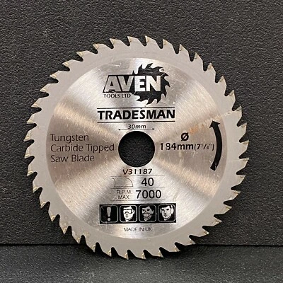 Aven Tradesman 184mm x 30mm 40T TCT Sierra Circular Hoja Fino Corte para Madera - Image 1 of 2