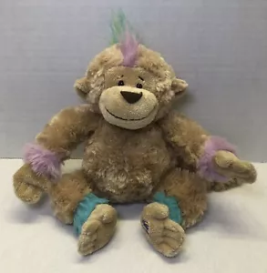 GANZ Webkinz Mohawk Monkey Brown Purple Blue Stuffed Animal Toy (No Code) - Picture 1 of 8