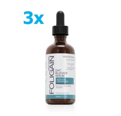 ✅3x FOLIGAIN DHT BLOCKER SERUM 12% Trichogen 2oz 59ml (59ml*3) - Bild 1 von 3