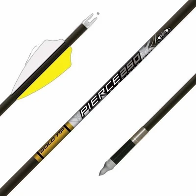 Gold Tip Kinetic Pierce Platinum 250 Hunting Carbon Microdiameter Arrows 2" vane - Image 1 of 4