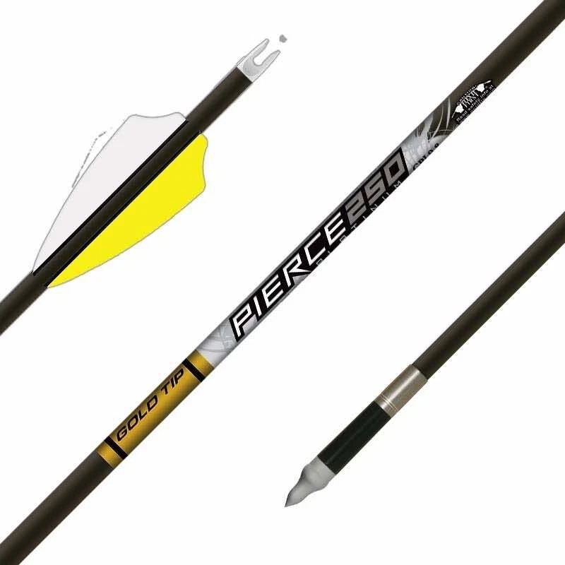 Gold Tip Kinetic Pierce Platinum 250 Hunting Carbon Microdiameter Arrows 2" vane - Image 1 of 4
