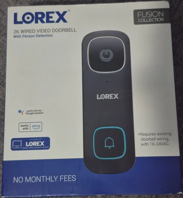 Lorex 2K Wired Wi-Fi Video Doorbell | 32GB Local Storage - Image 1 of 4
