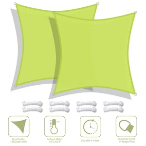 Apluschoice 2 Pack 10x10 Ft UV Block Square Sun Shade Sail Canopy Cover Outdoor - Picture 1 of 12