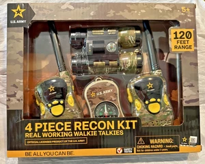 Ejército de Estados Unidos funcionando 4 piezas. Juego 2 Walkie Talkies, Binoculares y Brújula Juguete Reconocimiento Kit - Imagen 1 de 9