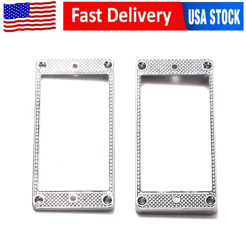 Curved Bottom Humbucker Pickup Ring Flame Sets for  LP Les Paul SG Chrome - Image 1 of 4