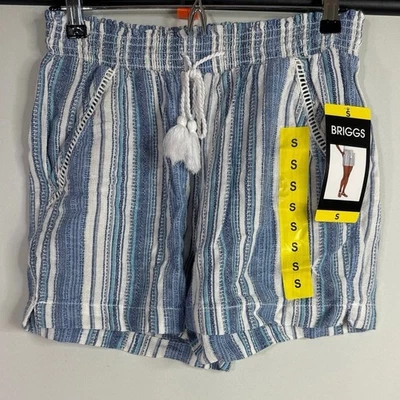 Pantalones Cortos Náuticos Briggs New York Rayas Borla Corbata Mezcla Lino PEQUEÑOS NUEVOS CON ETIQUETAS  Foto 1 de 4