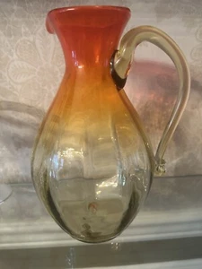 Blenko 645 Optic Wave Panel Pitcher 10.5” Amberina - Picture 1 of 7