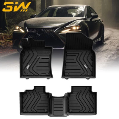 3W Mats For Lexus ES 2019-2023 ALL WEATHER FLOOR MATS 1st and 2nd Row 3pc(Black) - Image 1 of 4