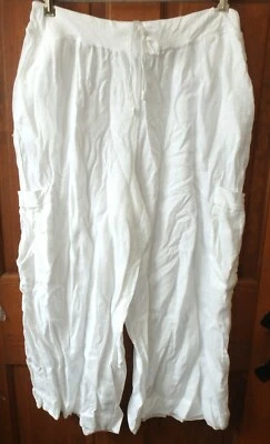 FLAX  Designs  Urban Full Time Pant   M   &  L   NWT  Drawstring WHITE - Image 1 of 4