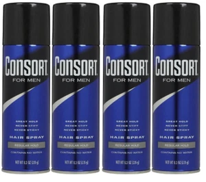 Consort Aerosol Hair Spray for Men Regular Hold, 8.3 oz (4 Pack) - Picture 1 of 1