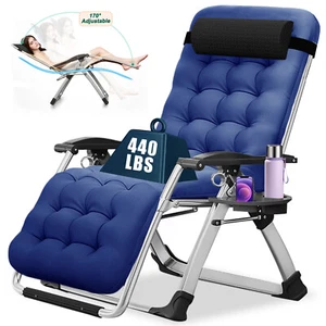 H&ZT Zero Gravity Chair Folding Reclining Camping Chair Portable Patio Chairs - Picture 1 of 7