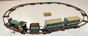 OLD TIN TOY TRAIN WITH Engine With Track Wind Up 4 ITEMS Rare Model Craft - Picture 1 of 16