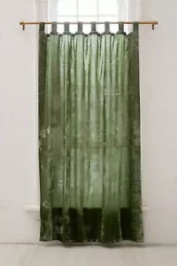 1 Panel Washed Velvet Loops Curtain Panel 52" x 63" Moss Green curtain Drapes - Picture 1 of 4