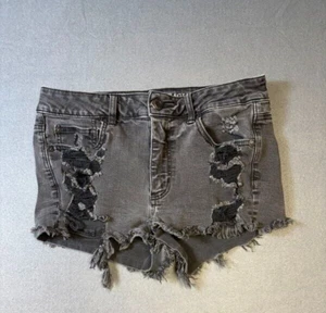American Eagle Outfitters Größe 8 hoch geschnittener Shortie super Stretch schwarz Jeansshorts - Bild 1 von 12