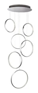 Searchlight 3166-6CC Rings LED 6 Ceiling Light Circular Chrome Acrylic - Picture 1 of 2