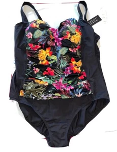 Dreamsuit Floral Swim Suit SLIMMING Control Ruched Front Miracle 1 Piece Size 22 - Picture 1 of 16