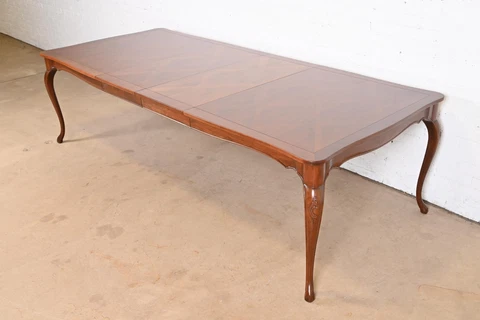 Baker Furniture French Provincial Louis XV Cherry Wood Dining Table, Refinished Cover
