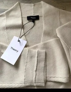 Theory Otto Cropped Cardigan Cream Cotton Cashmere Size M Open Front BNWT - Picture 1 of 2
