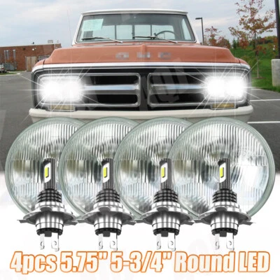4PCS*5.75" 5-3/4" Round Led Headlights for GMC C15/C1500 Pickup C2500 Suburban Foto 1 de 4