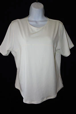 Isis Womens M Short Sleeve Yoga Running Top Shirt Ivory Athletic Hike B17 - Image 1 of 4