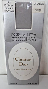 Vintage Christian Dior Stockings Silver 15 Denier New Pack 100% Nylon, Night Out - Picture 1 of 11