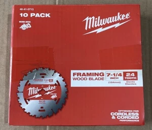 10 Pack Milwaukee Framing Wood Blades 7-1/4” 24 Tooth 48-41-0710 New In Box - Picture 1 of 1