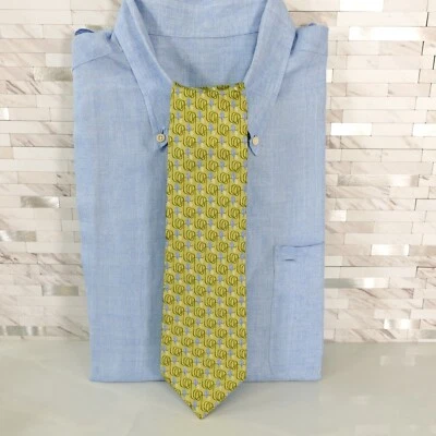 Corbata de cuello Nina Ricci para hombre verde seda geométrica lujo naturaleza clara audaz Art Deco Foto 1 de 4