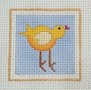  Melissa Shirley HP needlepoint BABY CHICK mini ornament 587-G 2.25" square 13m - Picture 1 of 3