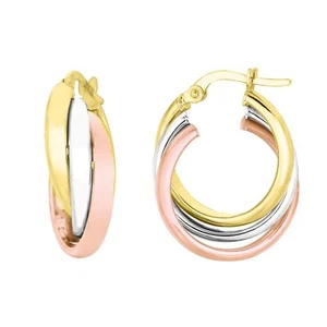 Floreo 14k Yellow and White and Rose Gold 23mm Triple Row Hoop Earrings - Picture 1 of 3