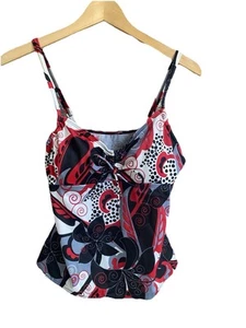 Cazimi Tankini Swim Top Red White Black Grey Sz M Padded Bra Beach Comfort - Picture 1 of 7